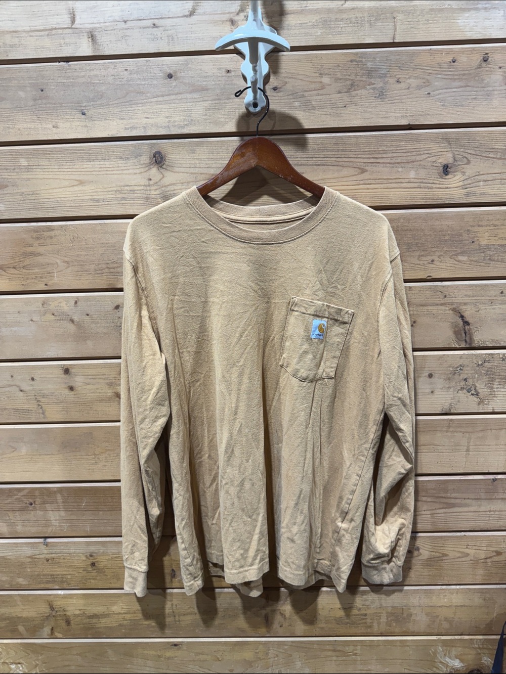 Carhartt Men's Long-Sleeve Pocket Tee in Tan